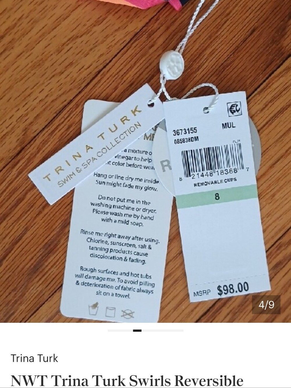NWT Trina Turk Swirls Bikini Set Top & Bottom ■ Size 8 - Picture 6 of 10
